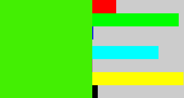 Hex color #43ef03 - poison green