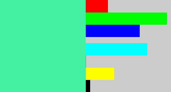 Hex color #43f1a1 - sea green