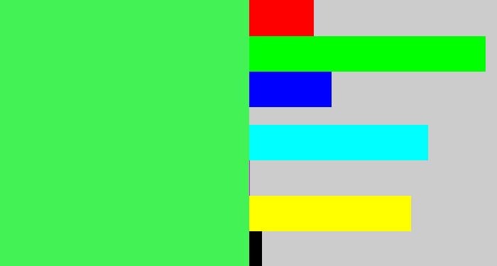 Hex color #43f255 - light neon green