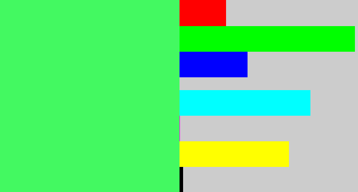 Hex color #43f961 - light bright green