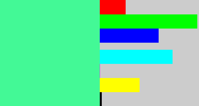 Hex color #43f996 - sea green