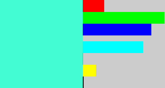 Hex color #43fcd3 - greenish cyan