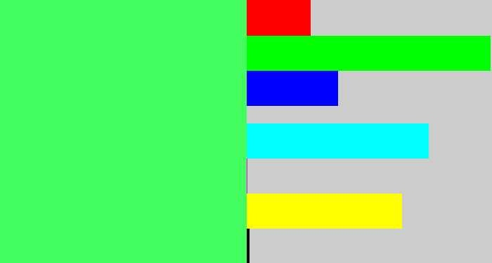 Hex color #43fd5e - light neon green