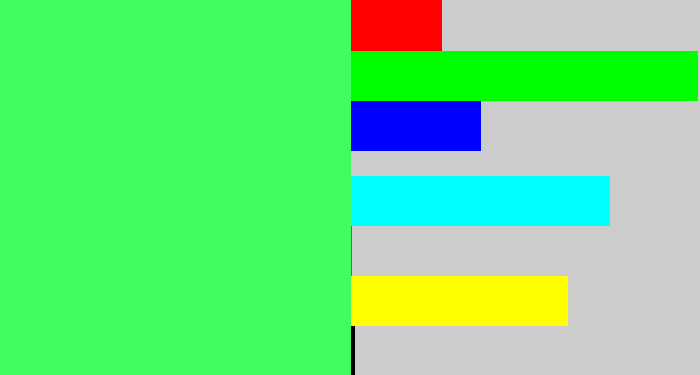 Hex color #43fd5f - light neon green