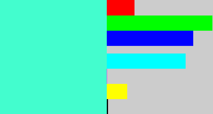 Hex color #43fdce - greenish cyan