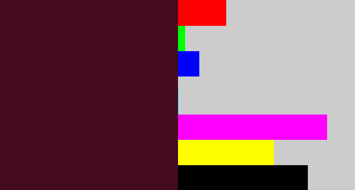 Hex color #440b1f - dark plum
