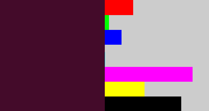 Hex color #440b2a - dark plum