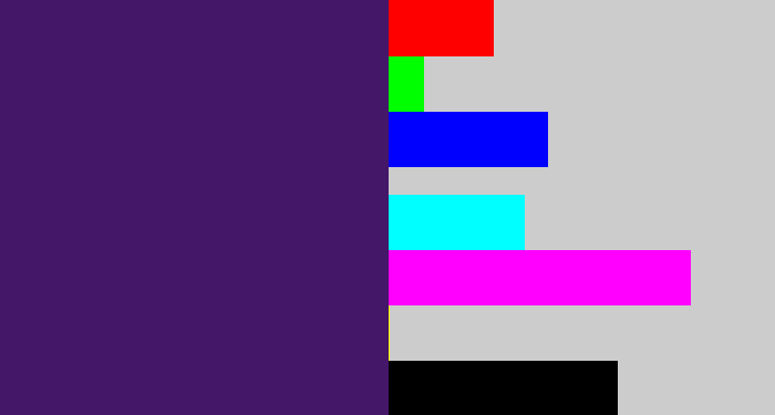 Hex color #441769 - royal purple