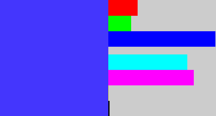 Hex color #4436fd - light royal blue