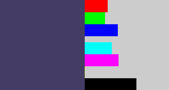 Hex color #443c64 - dark grey blue