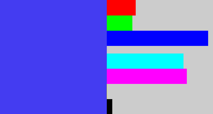 Hex color #443cf1 - light royal blue