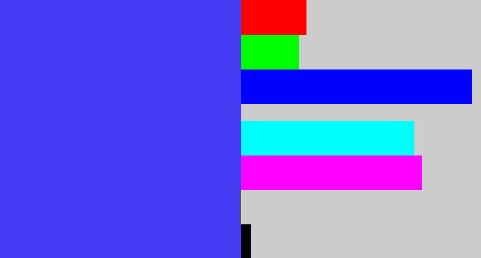 Hex color #443cf4 - light royal blue