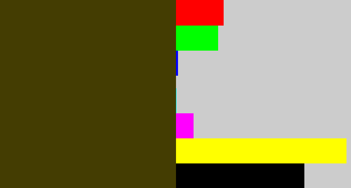 Hex color #443d02 - dark olive