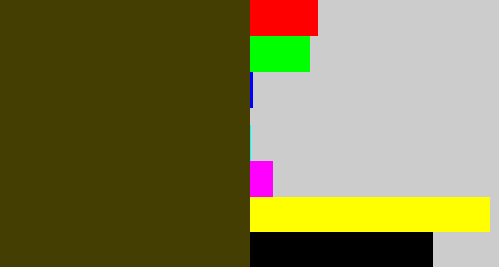 Hex color #443e03 - dark olive