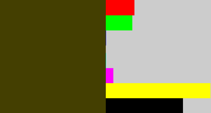Hex color #443f01 - dark olive