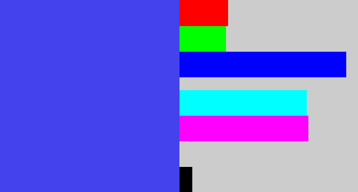 Hex color #4442ec - warm blue
