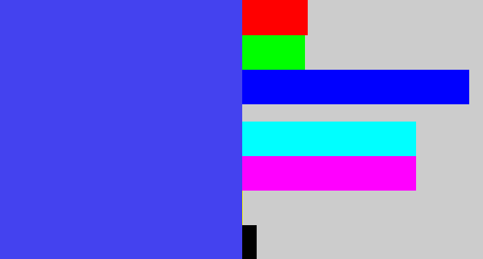 Hex color #4442ef - light royal blue
