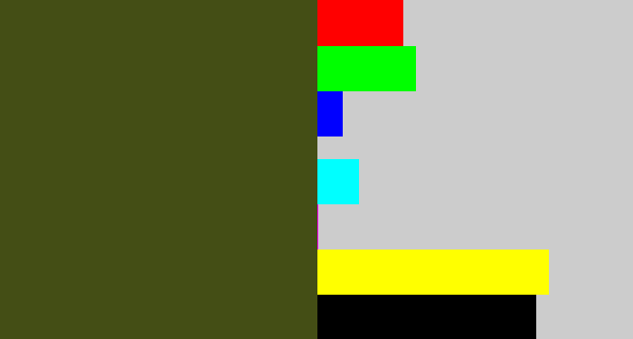 Hex color #444e15 - army green