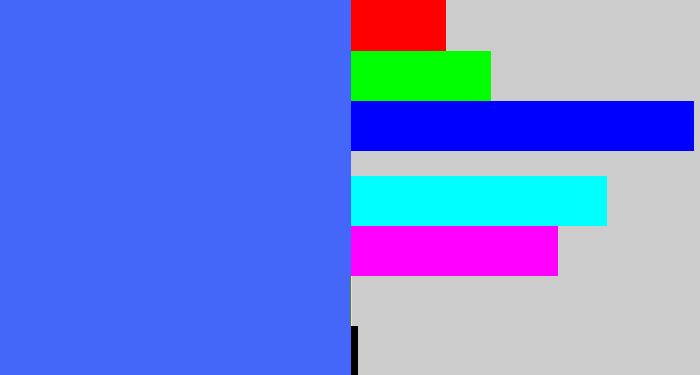 Hex color #4467fa - lightish blue