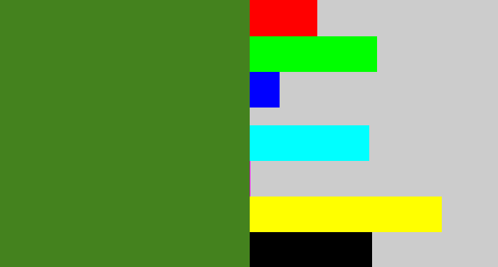 Hex color #44821e - tree green