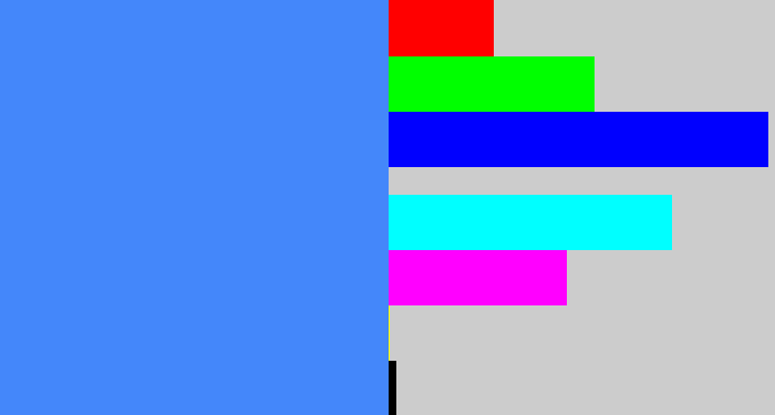 Hex color #4487fa - dodger blue