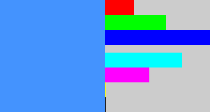 Hex color #4493fe - dodger blue