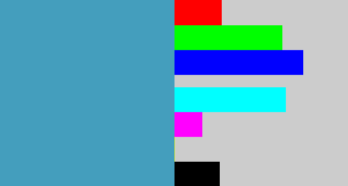 Hex color #449ebd - cool blue