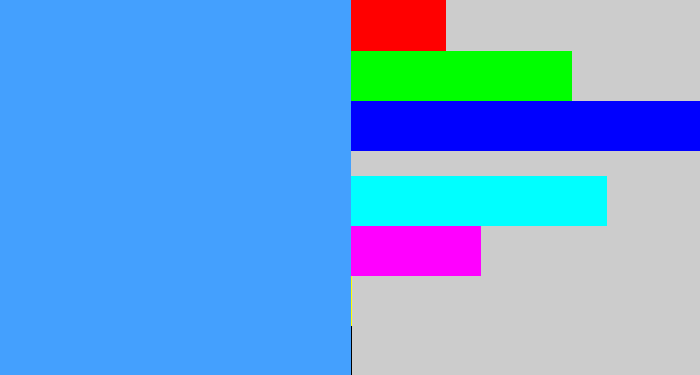 Hex color #44a0fe - dodger blue
