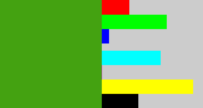 Hex color #44a211 - grass green