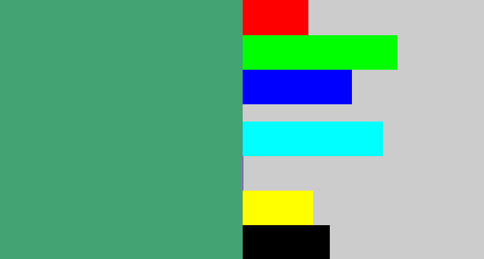 Hex color #44a373 - greenish