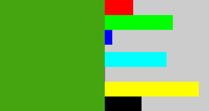 Hex color #44a511 - lawn green