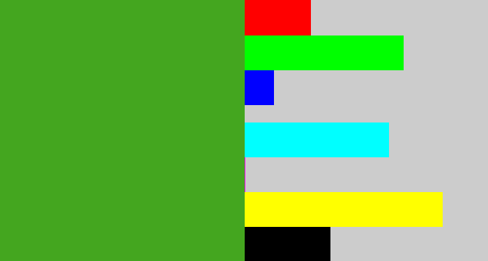 Hex color #44a61f - grass green