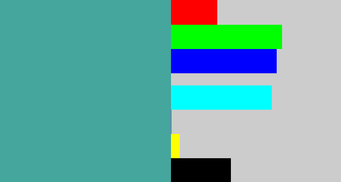 Hex color #44a69d - greeny blue