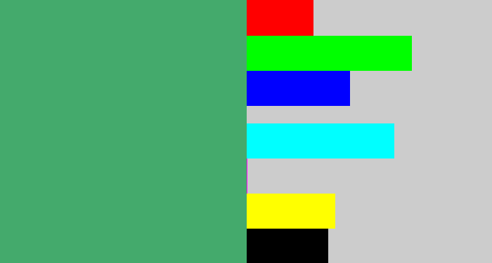 Hex color #44aa6c - greenish