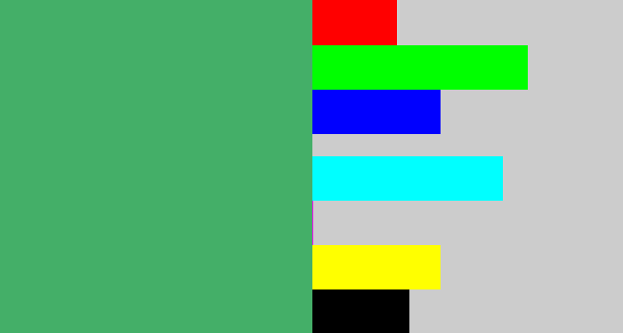 Hex color #44af68 - greenish