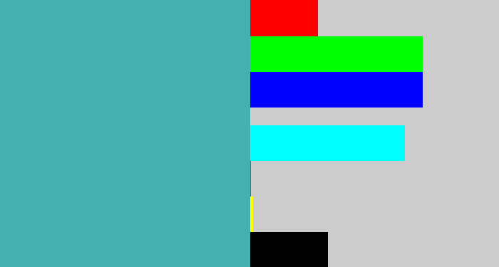 Hex color #44b1af - greeny blue