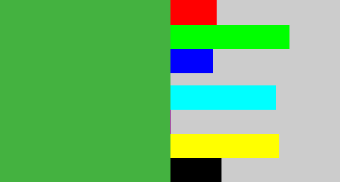 Hex color #44b240 - medium green