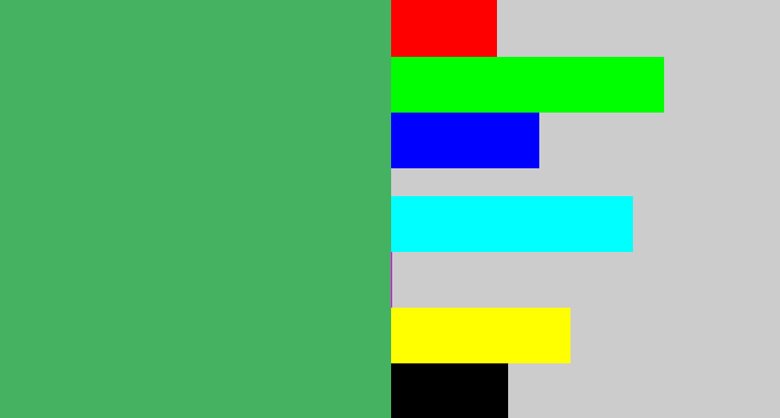 Hex color #44b261 - greenish