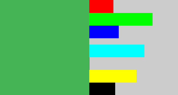 Hex color #44b455 - medium green