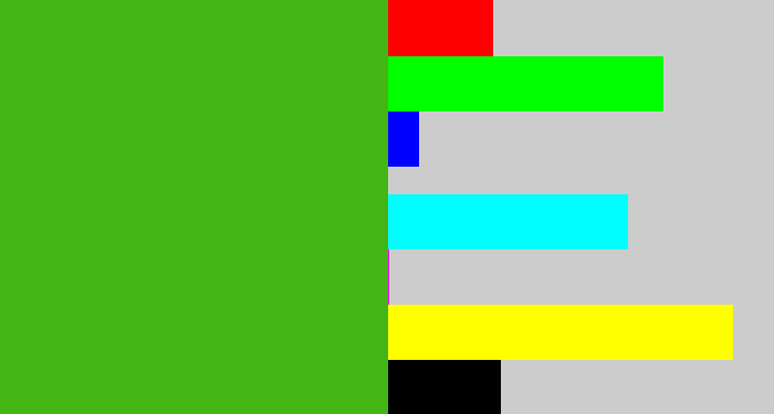 Hex color #44b514 - lawn green