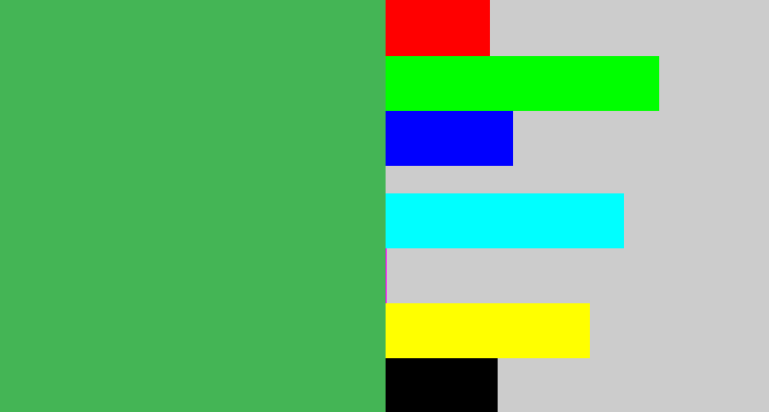 Hex color #44b555 - medium green