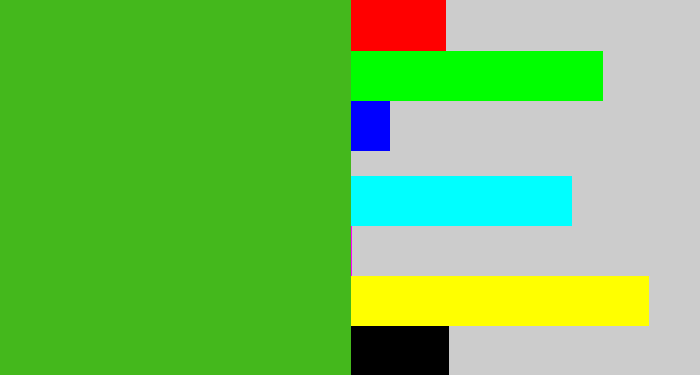 Hex color #44b81c - frog green