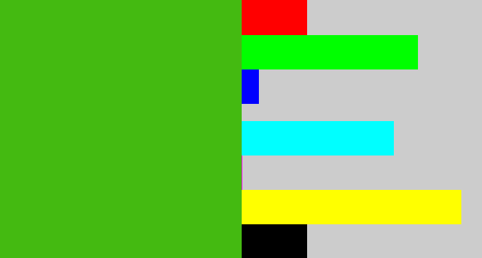 Hex color #44ba11 - frog green