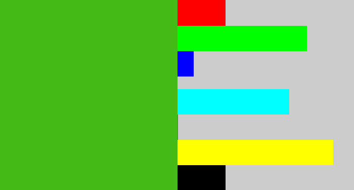 Hex color #44ba17 - frog green