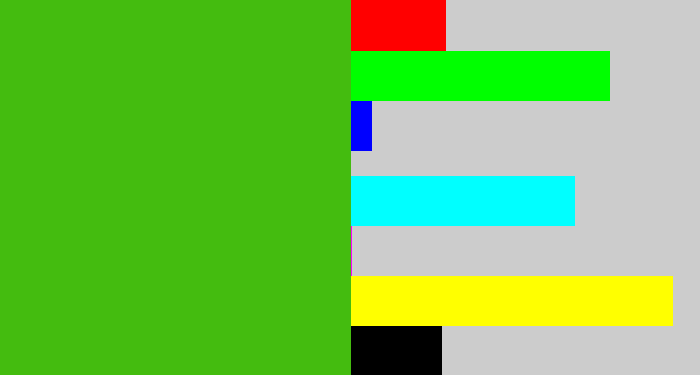 Hex color #44bc0f - frog green
