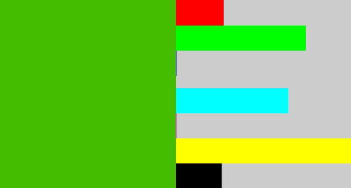 Hex color #44bd00 - frog green