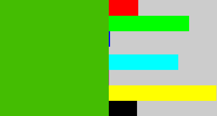 Hex color #44bd02 - frog green