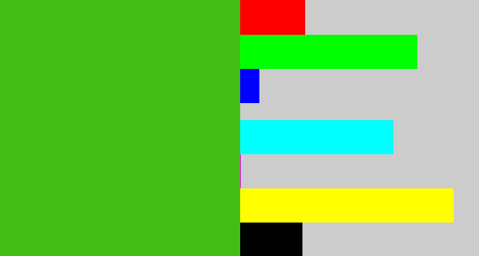 Hex color #44bd14 - frog green