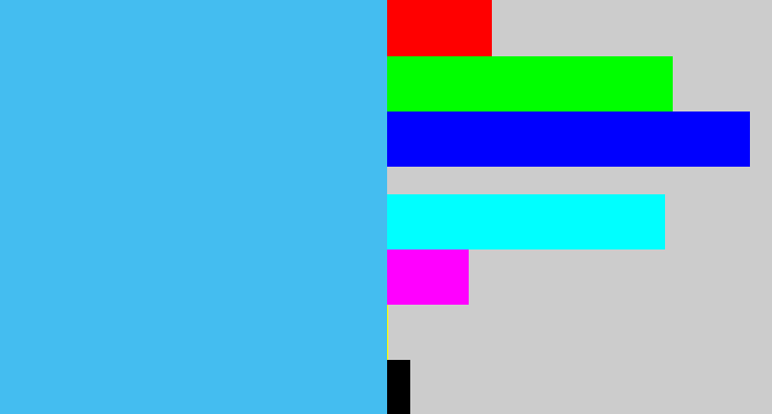 Hex color #44bdf0 - dark sky blue
