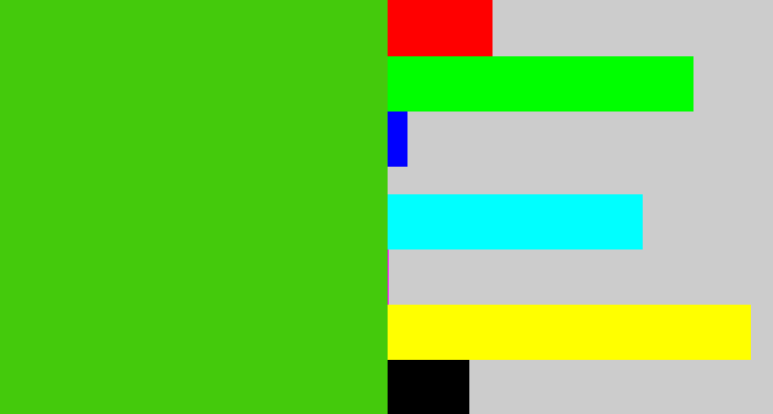 Hex color #44ca0c - frog green